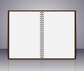 Vector open blank notebook and reminder note.