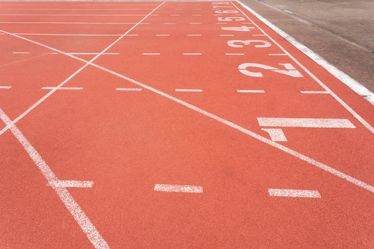 Athletics track lane number one to eight