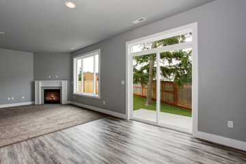 Modern and completely gray interior of home.