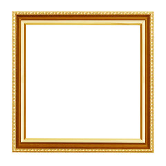 The antique gold frame on the white background