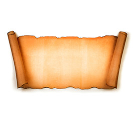 Vintage blank paper scroll isolated on white background