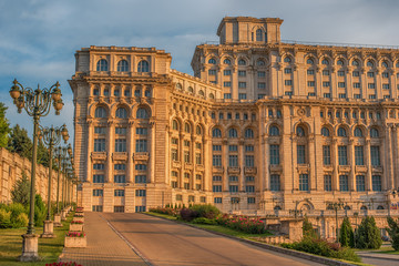 Fototapeta na wymiar The Palace of the Parliament (People's House - Casa Poporului) in Bucharest, Romania
