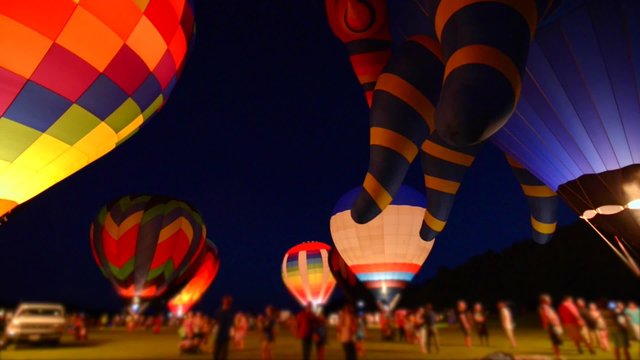  Inflating a hot air balloons for the night 