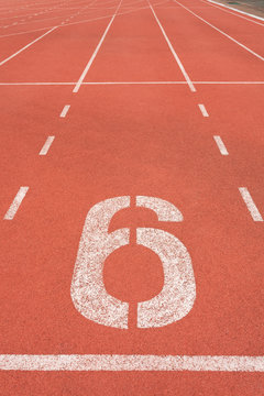Athletics track lane number six