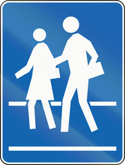 Canadian school crossing warning sign, old version. This sign is used in Ontario