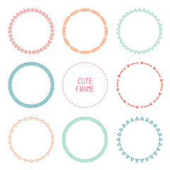 Set of hand drawn ethnic arrows frame. Doodles style. Tribal