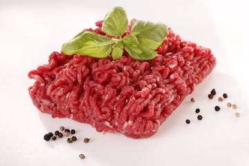 minced meat on a white background 
