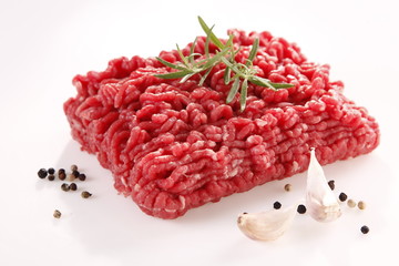 minced meat on a white background 
