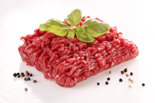 minced meat on a white background 

