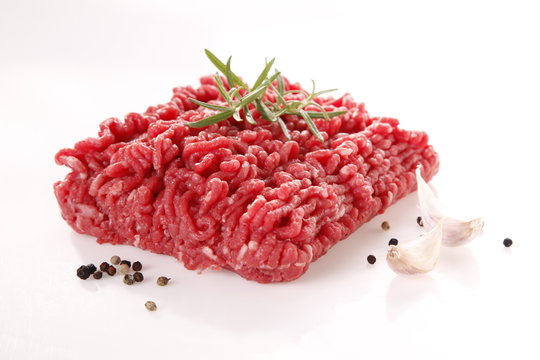 minced meat on a white background 
