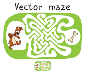 Vector Maze, Labyrinth with Dog.