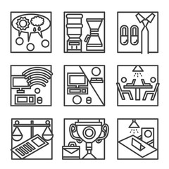 Simple line vector icons for co-working