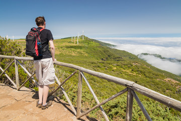 Fototapeta na wymiar Man standing on a viewpoint in Madeira