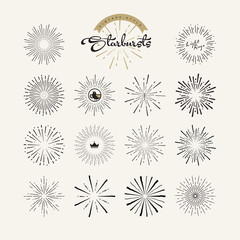 Starbursts vintage style design elements for graphic and web design. Vector light rays elements and icons.