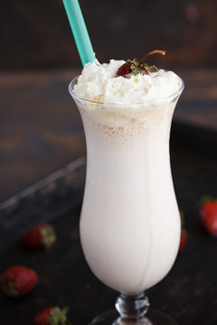 Milkshake with strawberry and cream