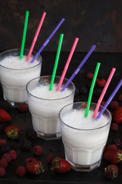 Milkshake with strawberry and cream