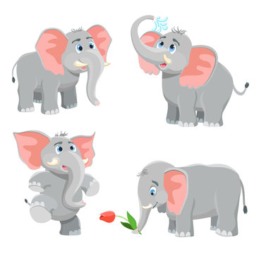 cartoon elephant set. vector illustration