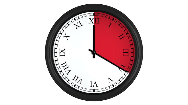 Animated clock with Roman numerals and a red time interval 