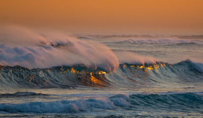 Panele Szklane Podświetlane  Golden Sunset Ocean Breakers