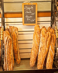 Breads in the bakery in Paris, France