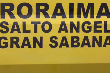 Yellow background, Canaima, Salto Angel and Gran Sabana