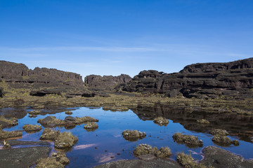 Summit of Mount Roraima, strange world made of volcanic black st