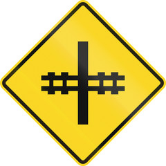 Warning road sign in Canada - Level crossing without barrier. This sign is used in Ontario
