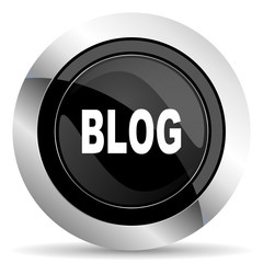 blog icon, black chrome button