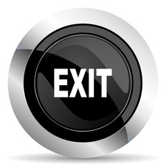 exit icon, black chrome button