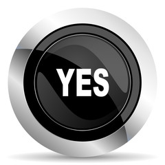 yes icon, black chrome button