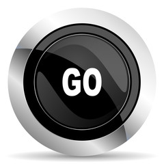 go icon, black chrome button