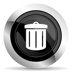 recycle icon, black chrome button, recycle bin sign