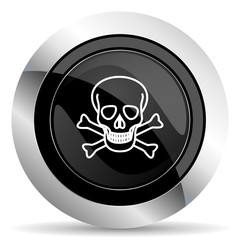 skull icon, black chrome button, death sign