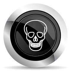skull icon, black chrome button, death sign