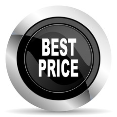 best price icon, black chrome button