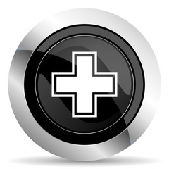 pharmacy icon, black chrome button