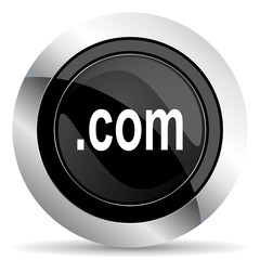 com icon, black chrome button