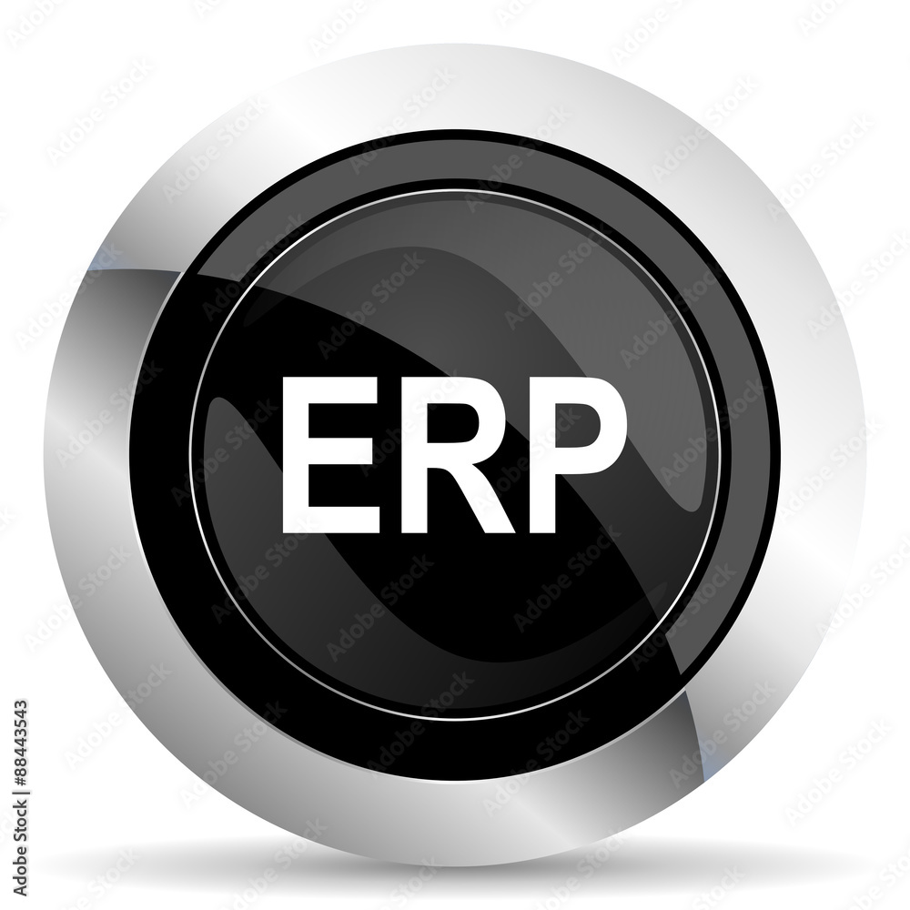 Poster erp icon, black chrome button
