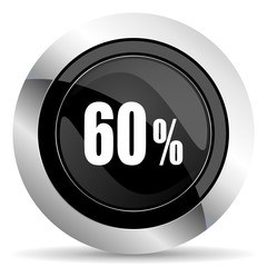 60 percent icon, black chrome button, sale sign