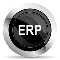 erp icon, black chrome button