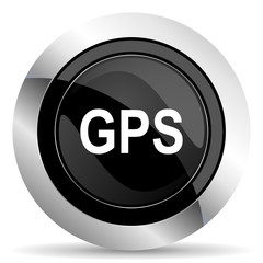 gps icon, black chrome button