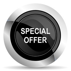 special offer icon, black chrome button