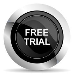 free trial icon, black chrome button