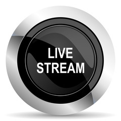 live stream icon, black chrome button