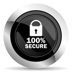 secure icon, black chrome button