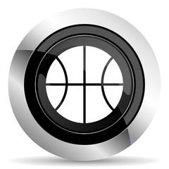 ball icon, black chrome button, basketball sign