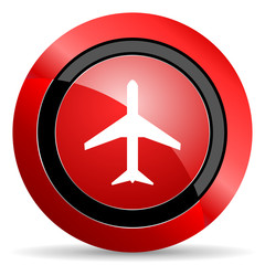 plane red glossy web icon