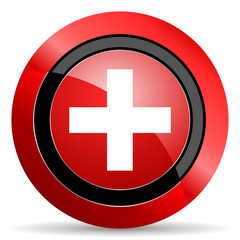 plus red glossy web icon