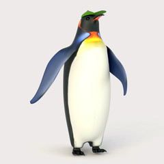 Emperor penguins , cartoon penguins , 3d render penguins isolated on white background