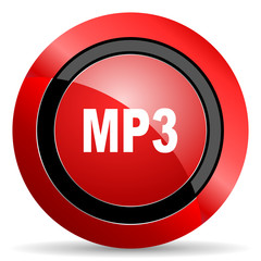 mp3 red glossy web icon